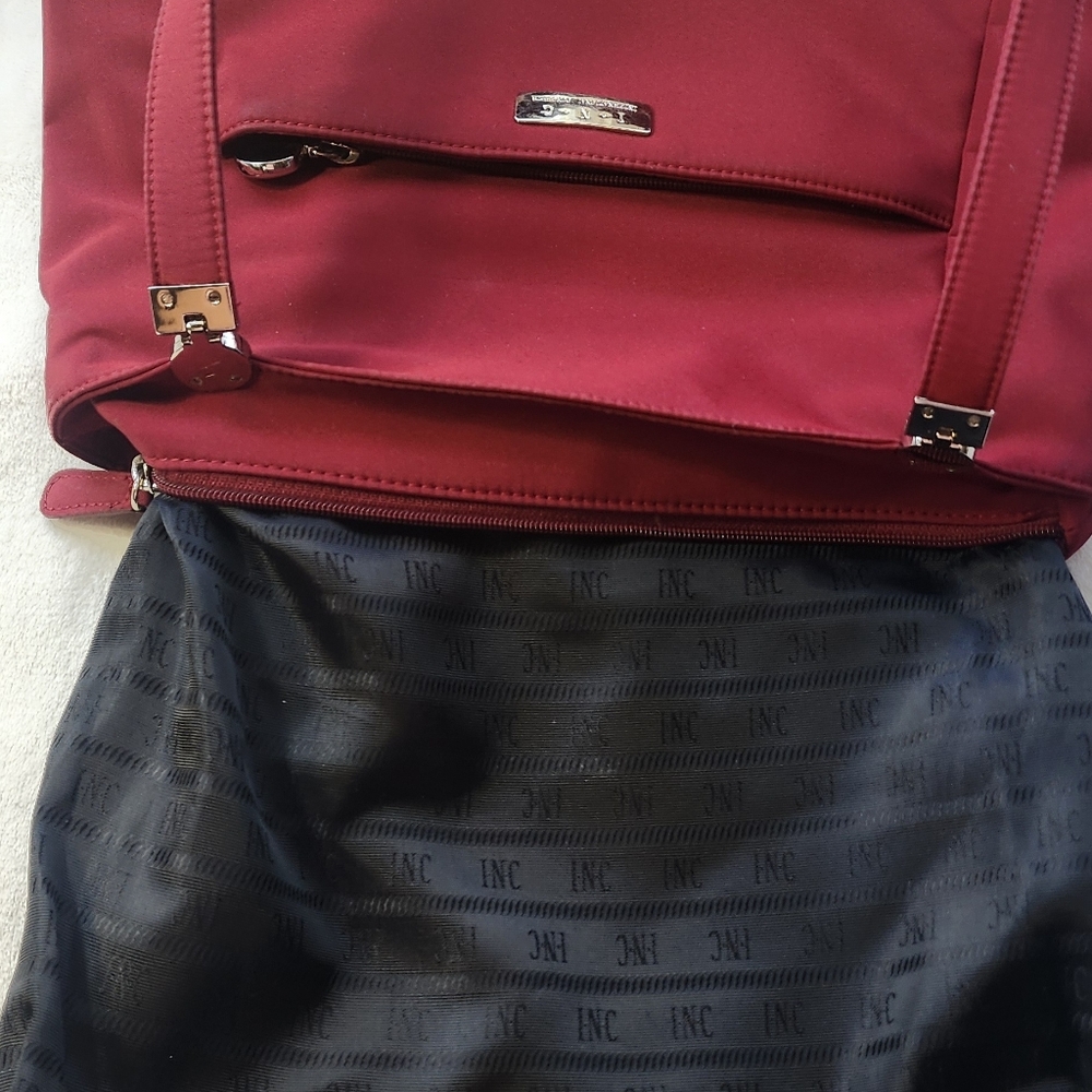 INC International Concepts "Michael"Tote Bag, Dark Red Nylon GUC - Picture 16 of 16